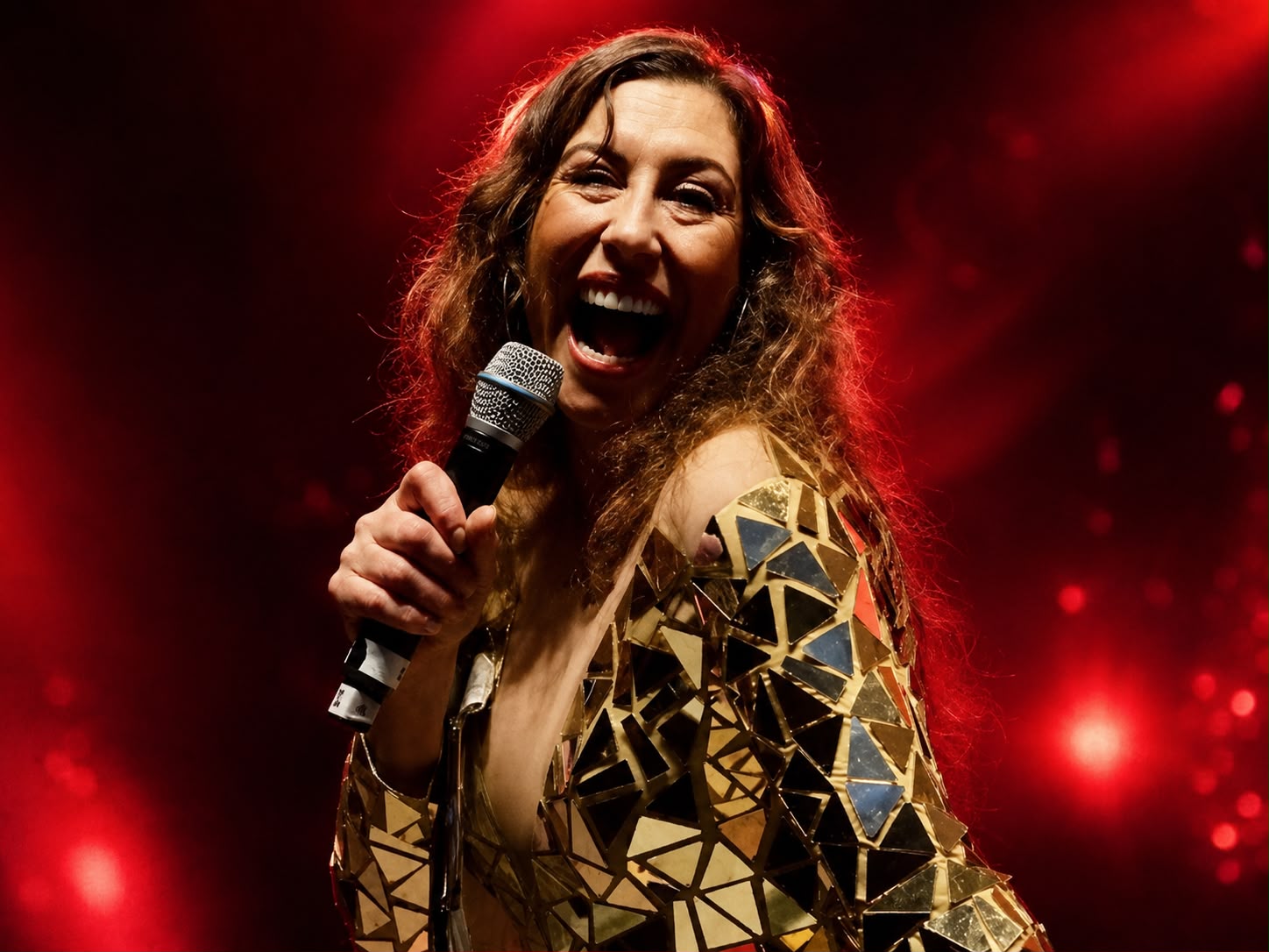 AD Competition host on stage with microphone