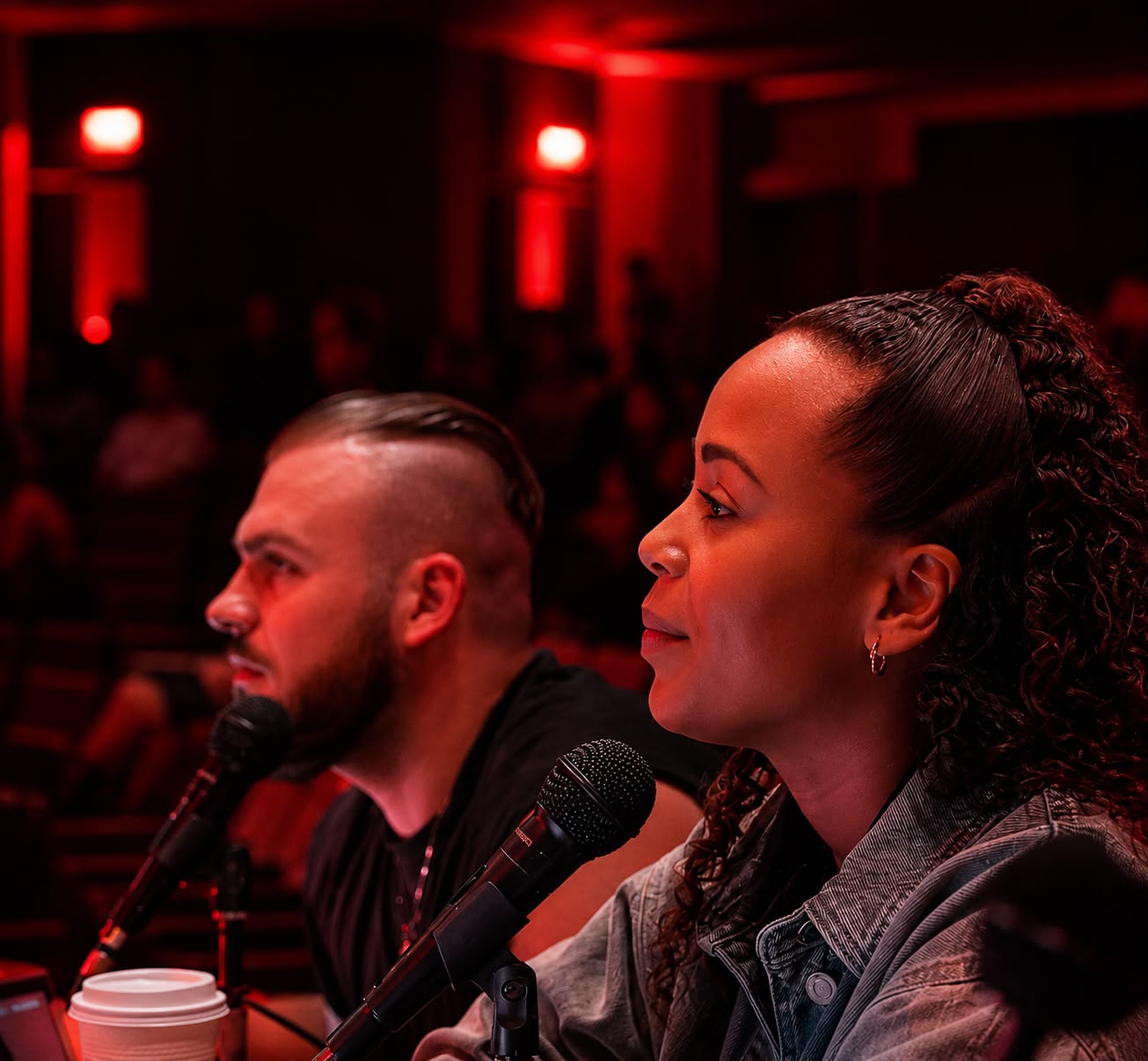 Dance competition judges providing feedback
